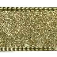 Sparkle Style Velvet Ribbons, with Glitter Power, for Christmas Gift Packing, Flat, Dark Goldenrod, 2 inch(50mm), about 10.94 Yards(10m)/Roll(SRIB-WH0011-020A)