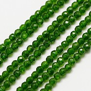Natural TaiWan Jade Bead Strands, Dyed, Faceted Round, 3mm, Hole: 0.8mm, about 136pcs/strand, 16 inch(G-A129-3mm-30)