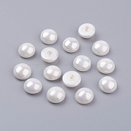 Shell Pearl Half Drilled Beads, Half Round, White, 8x4.5~5mm, Hole: 1mm(BSHE-G011-01-8mm)