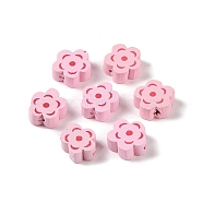 Maple
 Wood Beads, Flower, Pink, 13.5x14.5x6mm, Hole: 2mm, 1000pcs/500g(WOOD-E017-06)