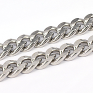 201 Stainless Steel Cuban Link Chains, Chunky Curb Chains, Unwelded, Faceted, Stainless Steel Color, 4mm, Link: 18x15x4mm(CHS-L001-64)