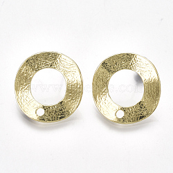 Alloy Stud Earring Findings, with Loop and Steel Pins, Ring, Light Gold, 21x20mm, Hole: 2mm, Pin: 0.7mm(X-PALLOY-T065-16)