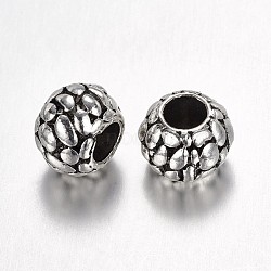 Alloy European Beads, Rondelle, Large Hole Beads, Antique Silver, 11x8mm, Hole: 5mm(PALLOY-G152-11AS)