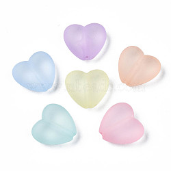 Transparent Acrylic Beads, Frosted, Heart, Mixed Color, 16.5x18x8mm, Hole: 1.6mm, about 350pcs/500g(TACR-S134-030)