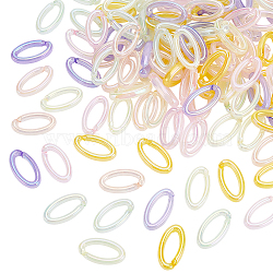 Olycraf Transparent Acrylic Linking Rings, Quick Link Connectors, For Jewelry Chains Making, AB Color Plated, Imitation Gemstone Style, Oval, Mixed Color, 35x18.5x6.5mm, Inner Diameter: 25x9.5mm, 6 colors, 20pcs/color, 120pcs(TACR-PH0001-19)