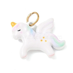 304 Stainless Steel Enamel Pendants, Unicorn Charms, Golden, 16x20x4.5mm, Hole: 4.5mm(SA-CBA08A6-01A-G)