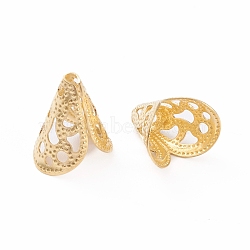 Brass Filigree Bead Cones, Long-Lasting Plated, Real 18K Gold Plated, 12x10.5x8mm, Hole: 1.4mm(KK-K241-23G)