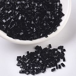 MIYUKI Half TILA Beads, Japanese Seed Beads, 2 Hole, (HTL401) Black, 5x2.3x1.9mm, Hole: 0.8mm, about 250pcs/10g(X-SEED-J020-HTL401)