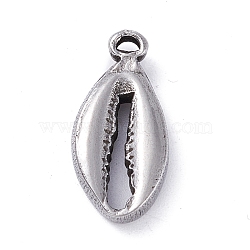 304 Stainless Steel Pendants,  Shell Shape, Stainless Steel Color, 17x8x3mm, Hole: 1mm(STAS-P288-09P)