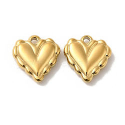 Manual Polishing 304 Stainless Steel Charms, Heart Charm, Real 18K Gold Plated, 11.5x11x3mm, Hole: 1.4mm(STAS-P335-27G)