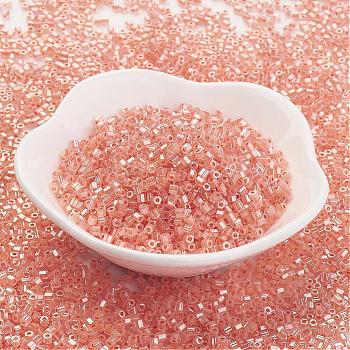 TOHO Japanese Seed Beads, 11/0 Two Cut Hexagon, Inside Colours Lustered, (905) Ceylon Peach Blush, 2x2mm, Hole: 0.6mm, about 44000pcs/pound