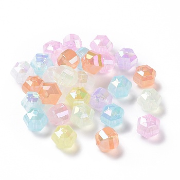 Transparent Acrylic Imitation Jelly Beads, Hexagon, Mixed Color, 15.5~16x17.5~18x14mm, Hole: 2.5mm