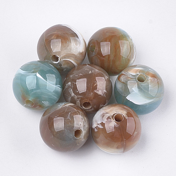 Acrylic Beads, Imitation Gemstone Style, Round, Camel, 15.5~16x15mm, Hole: 2mm, about 225pcs/500g