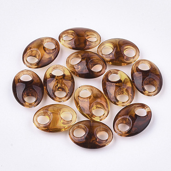 Acrylic Links, Imitation Gemstone, Oval, Chocolate, 20x14x7mm, Hole: 5mm