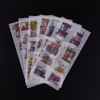 Planner Stickers, Decorative Sticker, for Scrapbooking, Calendars, DIY Crafts, Album, Building Pattern, 16.1x8x0.01cm, 6sheets/set