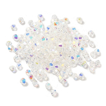 Transparent Glass Beads, Faceted, Bicone, Clear AB, 3.5x3.5x3mm, Hole: 0.8mm, 720pcs/bag. 