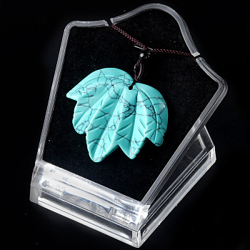 Synthetic Turquoise Pendants Necklaces, Leaf, 14.96 inch(38cm)