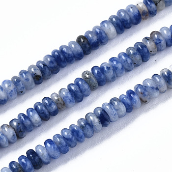 Natural Blue Spot Jasper Beads Strands, Rondelle, 4~5x2mm, Hole: 0.8mm, about 185~187pcs/strand, 14.96~15.35 inch(38~39cm)