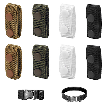 8Pcs 4 Colors Tactical Double Snap Belt Keepers, Polypropylene Military Belt Keeper Loops, with Iron Sanp Button, Waist Buckle for Hunting Fixed Accessories, Mixed Color, 194x25x2.5mm, 2pcs/color