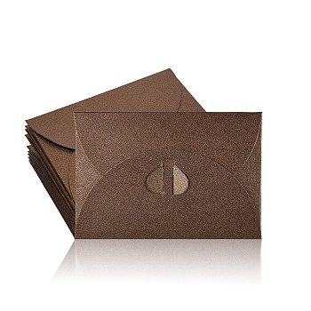 Retro Colored Pearl Blank Mini Paper Envelopes, Wedding Party Invitation Envelope, DIY Gift Envelope, Heart Closure Envelopes, Rectangle, Coffee, 7.2x10.5cm