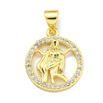 Brass Micro Pave Cubic Zirconia Pendants, Real 18K Gold Plated, Virgo, 17x14.8x2.8mm, Hole: 4x3.5mm