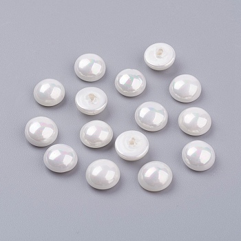 Shell Pearl Half Drilled Beads, Half Round, White, 8x4.5~5mm, Hole: 1mm