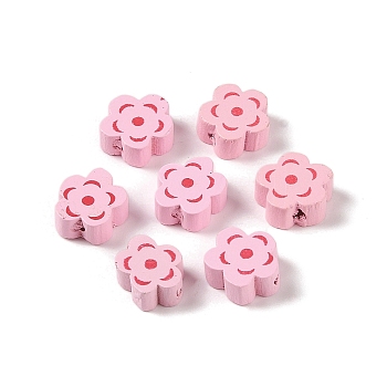 Maple
 Wood Beads, Flower, Pink, 13.5x14.5x6mm, Hole: 2mm, 1000pcs/500g