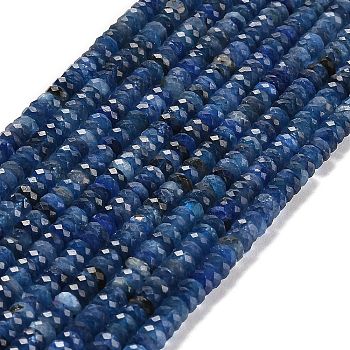Natural Kyanite/Cyanite/Disthene Beads Strands, Faceted, Rondelle, Grade AA, 4~4.5x2~2.6mm, Hole: 0.8~0.9mm, about 150~175pcs/strand, 15.16'~15.39''(38.5~39.1cm)