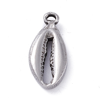304 Stainless Steel Pendants,  Shell Shape, Stainless Steel Color, 17x8x3mm, Hole: 1mm