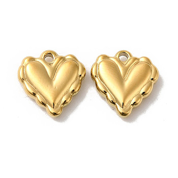 Manual Polishing 304 Stainless Steel Charms, Heart Charm, Real 18K Gold Plated, 11.5x11x3mm, Hole: 1.4mm