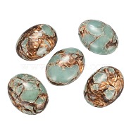 Assembled Synthetic Bronzite and Aqua Terra Jasper Cabochons, Dyed, Oval, Pale Turquoise, 40x30x7.5~8.5mm(G-R457-04)