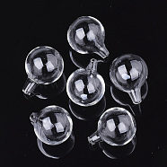 Handmade One Hole Blown Glass Globe Bottles, for Glass Vial Pendants Making, Clear, 38~39x30mm, Hole: 4~5mm(BLOW-T001-01D)