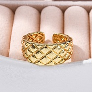 Rack Plating Brass Open Cuff Finger Rings for Women, Long-Lasting Plate, Rhombus, Real 18K Gold Plated, 9mm, Adjustable(RJEW-M028-87G)