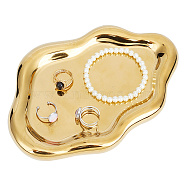 Cloud Shape Plated Golden Handmade Porcelain Desktop Storage Tray, Jewelry Keychain Trinket Ornament Organizer for Decoration, Gold, 133x193x17.5mm(AJEW-WH0413-39)