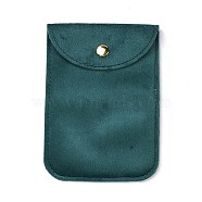 Velvet Jewelry Storage Pouches with Snap Button for Bracelets Necklaces Earrings, Rectangle, Teal, 12.8x9.1x0.75cm(ABAG-P013-01A)