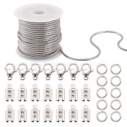 DIY Chain Necklaces Making Kits, Including 5m 304 Stainless Steel Round Snake Chains, 90Pcs Jump Ring & Lobster Claw Clasps & Folding Crimp Ends & Plastic Spools, Stainless Steel Color, 2mm(DIY-YS0001-32)