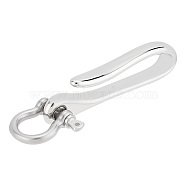 PandaHall Elite 1Pc U-Shaped Brass Key Hook Shanckle Clasps, for Wallet Chain, Key Chain Clasp, Pocket Clip, with 1Pc Brass D-Ring Anchor Shackle Clasps, Platinum, U-Shaped: 71.5x17.5x8.5mm, Hole: 5.5mm, D-Ring: 25x25mm, Hole: 2.5mm(KK-PH0009-54B)