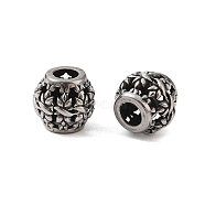 304 Stainless Steel European Beads, Large Hole Beads, Round, Antique Silver, 10x9mm, Hole: 4mm(STAS-N106-04AS)