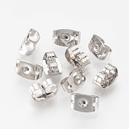 Brass Ear Nuts, Friction Earring Backs for Stud Earrings, Nickel Free, Real Platinum Plated, 7x4x3.5mm, Hole: 2mm(KK-S314-39P)