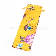 Brocade Drawstring Pouches, Candy Sachet Wallet Jewelry Bag, Gold, 23.5~25x8~8.5x0.1cm(ABAG-WH0023-19K)
