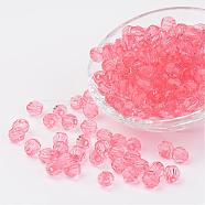 Transparent Acrylic Beads, Faceted, Round, Pink, 8mm, Hole: 1.5mm, about 1800pcs/500g(DB8mmC-37)