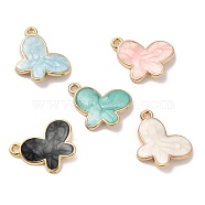 Alloy Enamel Pendants, Long-Lasting Plated, Cadmium Free & Nickel Free & Lead Free, Golden, Butterfly Charm, Mixed Color, 12x17x2mm, Hole: 1mm(ENAM-K069-29G)