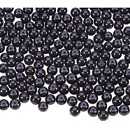 Pearlized Eco-Friendly Dyed Glass Pearl Round Bead, Black, 4~4.5mm, Hole: 0.7~1.1mm, about 1000pcs/box(HY-PH0002-22-B)
