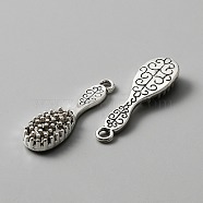 Tibetan Style Alloy Pendants, 3D Paddle Hair Brush Charms, Antique Silver, 33x10x5mm, Hole: 2.5mm(FIND-CJC0012-029)