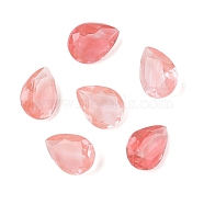 Cherry Quartz Glass Cabochons, Teardrop, Faceted, 8x6x3.5mm(G-C146-01F)