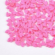 Handmade Polymer Clay Nail Art Decoration, Fashion Nail Care, No Hole, Heart, Hot Pink, 4~6x4~5x1~2mm(CLAY-S091-22B)