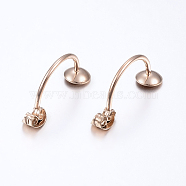 Ion Plating(IP) 304 Stainless Steel Ear Nuts, Friction Earring Backs for Stud Earrings, with Tray, Rose Gold, 23x6mm, Pin: 1mm, Tray: 6mm(STAS-H423-07RG)