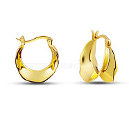 SHEGRACE 925 Sterling Silver Crescent Moon Hoop Earrings, Real 18K Gold Plated, 8.5x18mm(JE907A)