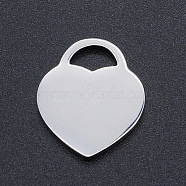 304 Stainless Steel Pendants, Heart, Stamping Blank Tag, Stainless Steel Color, 19x16x1mm, Hole: 7x4mm(STAS-N090-T857)