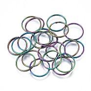 Rainbow Color 304 Stainless Steel Linking Key Rings, Keychain Clasp Findings, Cadmium Free & Nickel Free & Lead Free, Ring, 14x1mm, Inner Diameter: 12.5mm(STAS-S119-100)